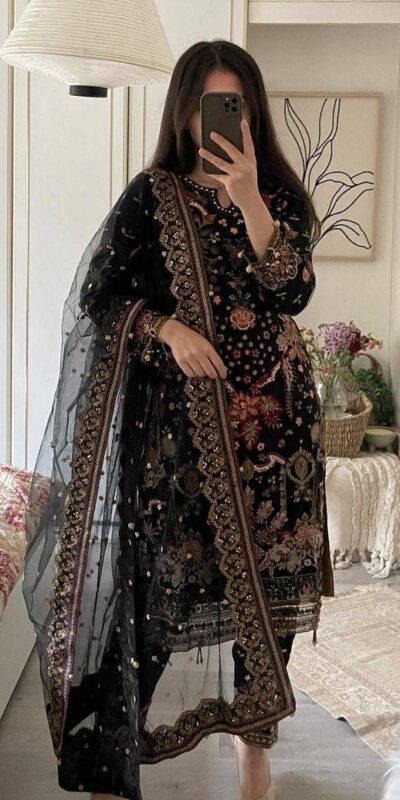 ST 169 Black in Faux Georgette Designer Work Salwar Suit . Wedding, Party, Festive, Events, Get it for ₹2049. Delivery 4-6 Working Days. Shop now. | Jump Suits, Tops & Bottoms, Track Suits, Salwar suit, Casual Suits, Creative suits, Designer Suits, Palazzo Suits, Party Wear Suits, Patiala Suits, Straight Suits, Trendy Wear