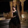 Black Georgette Embroidery Lace Work Saree