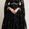 MF 1003 Black Georgette Gown. Perfect for Wedding, Party, Pongal, Bridal Wear, Anniversary – Affordable Price ₹1799. Delivery 4-6 Working Days. Shop now. | Bollywood Gowns, Creative Gowns, Designer Gowns, Embroidered Gowns, Gowns, Party Wear Gowns