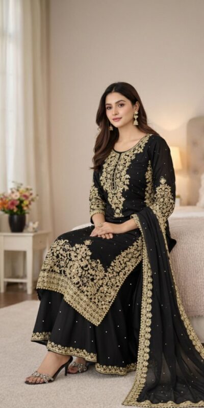 SSR 535 Black in Organza Silk Embroidery Work Salwar Suit . Available at ₹2399 only. Delivery 4-6 Working Days. Shop now. | Casual Suits, Jump Suits, Tops & Bottoms, Track Suits, Trendy Wear, Creative suits, Designer Suits, Palazzo Suits, Party Wear Suits, Patiala Suits, Salwar suit, Straight Suits