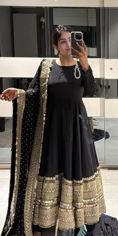 ZSR 3152 Black Color Roman silk Gown with Embroidery Work & Lace Work. Grab it for ₹2599. Delivery 4-6 Working Days. Shop now. | Bollywood Gowns, Creative Gowns, Designer Gowns, Embroidered Gowns, Gowns, Party Wear Gowns