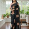 Black TB Organza Digital Print Saree