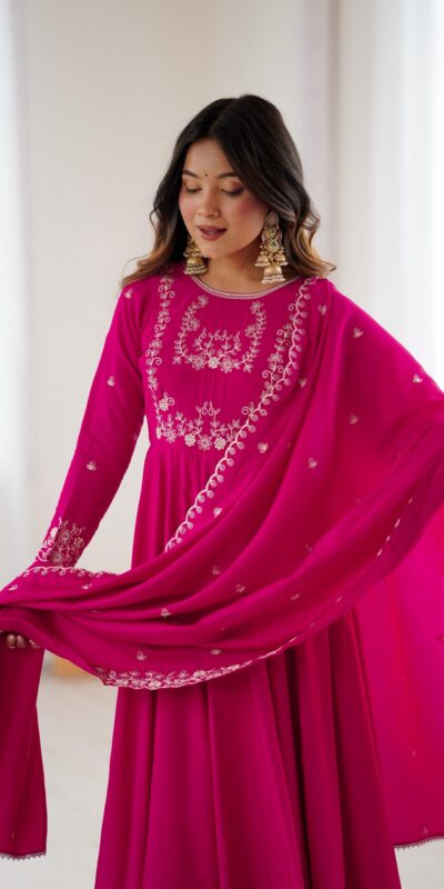 KB 289 Dark Pink with Bead Work & Embroidery Work Roman Chanderi Silk Salwar Suit . Special Price ₹2399. Delivery 4-6 Working Days. Shop now. | Casual Suits, Jump Suits, Tops & Bottoms, Track Suits, Trendy Wear, Creative suits, Designer Suits, Palazzo Suits, Party Wear Suits, Patiala Suits, Salwar suit, Straight Suits