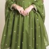 Green Georgette Embroidery Work Gown