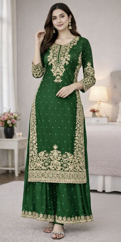 SSR 535 Green in Organza Silk Embroidery Work Salwar Suit . Available at ₹2399 only. Delivery 4-6 Working Days. Shop now. | Casual Suits, Jump Suits, Tops & Bottoms, Track Suits, Trendy Wear, Creative suits, Designer Suits, Palazzo Suits, Party Wear Suits, Patiala Suits, Salwar suit, Straight Suits