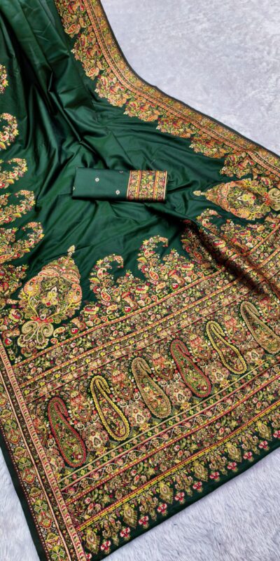 MB 46 Green Color Pashmina Silk Woven Motifs Saree . Wedding, Party, Festive, Available at ₹2399 only. Delivery 4-6 Working Days. Shop now. | Creative Sarees, Embroidered Sarees, Bollywood Sarees, Designer Sarees, Ethnic Saree, Modern Digital sarees, Party Wear Sarees, Sarees