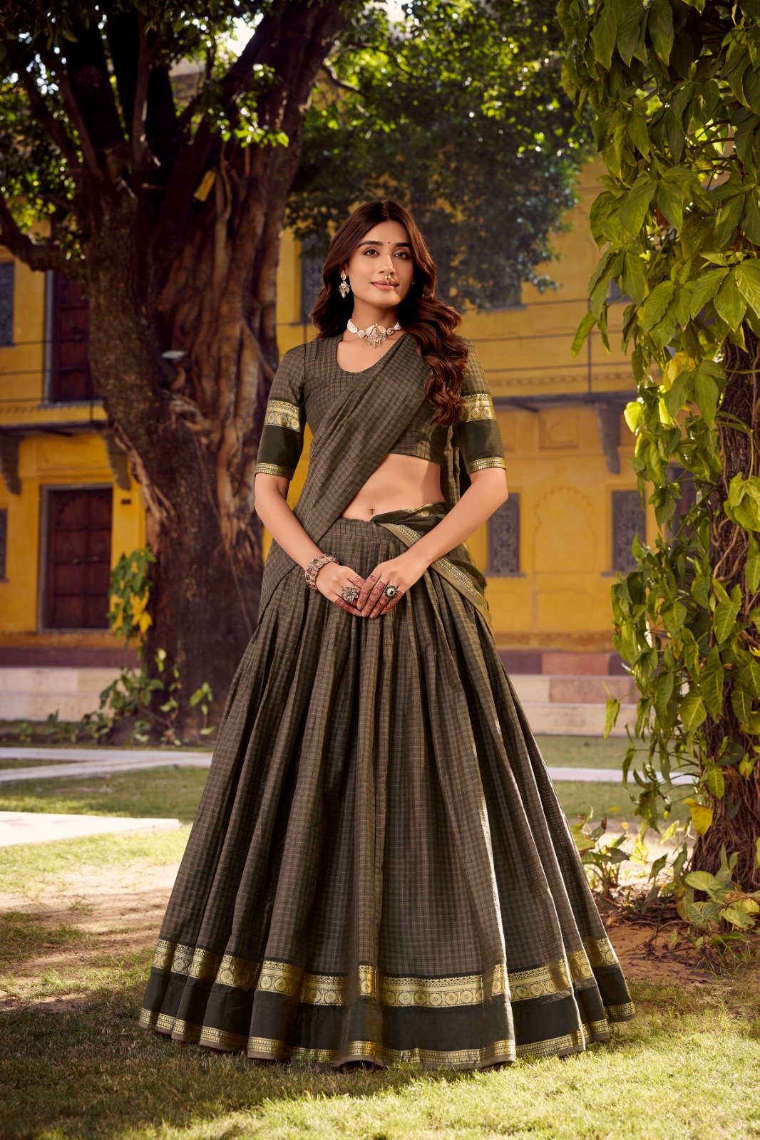 LNB 1900 Grey Color Chettinad Cotton Chex Zari Work Lehenga Choli . Now at just ₹3249. Delivery 4-6 Working Days. Shop now. | Bollywood Lehenga, Creative Lehenga, Designer Lehenga, Embroidered Lehenga, Lehenga, Party Wear Lehenga