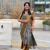 Grey Soft Lichi Silk Jacquard Work All Over Saree