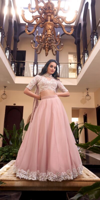 LNB 1439 Light pink Weone Silk Lehenga Choli Perfect for Wedding, Party, Diwali, Ganesh Chaturthi, Bridal Wear – . Now at just ₹3599. Delivery 4- | Bollywood Lehenga, Creative Lehenga, Designer Lehenga, Embroidered Lehenga, Lehenga, Party Wear Lehenga