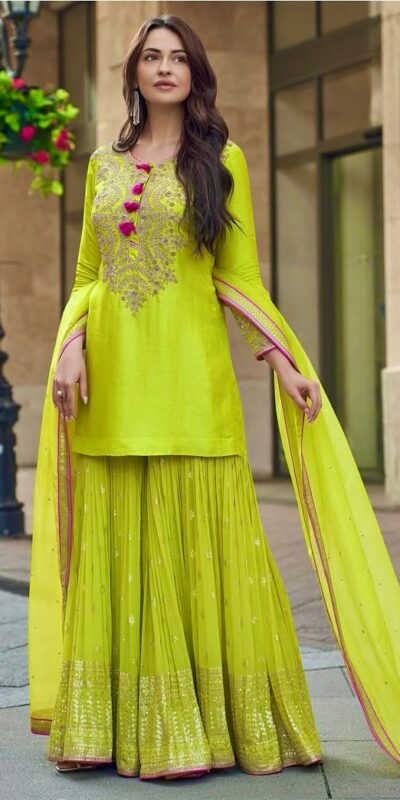 ST 233 Lime Yellow in Color Embroidery Work Salwar Suit Faux Georgette. Get it for ₹2049. Delivery 4-6 Working Days. Shop now. | Casual Suits, Jump Suits, Tops & Bottoms, Track Suits, Trendy Wear, Creative suits, Designer Suits, Palazzo Suits, Party Wear Suits, Patiala Suits, Salwar suit, Straight Suits