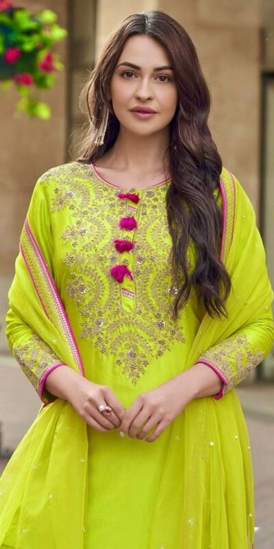 ST 233 Lime Yellow in Color Embroidery Work Salwar Suit Faux Georgette. Get it for ₹2049. Delivery 4-6 Working Days. Shop now. | Casual Suits, Jump Suits, Tops & Bottoms, Track Suits, Trendy Wear, Creative suits, Designer Suits, Palazzo Suits, Party Wear Suits, Patiala Suits, Salwar suit, Straight Suits