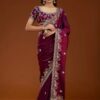 E BT 438 Maroon in Fandy Satin Silk mbroidery Work & Zari Work Saree. Special Price ₹1949. Delivery 4-6 Working Days. Shop now. | Creative Sarees, Embroidered Sarees, Bollywood Sarees, Designer Sarees, Ethnic Saree, Modern Digital sarees, Party Wear Sarees, Sarees