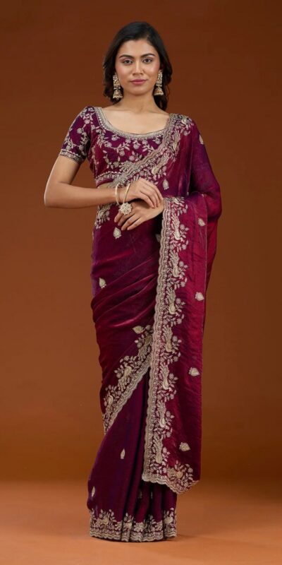 E BT 438 Maroon in Fandy Satin Silk mbroidery Work & Zari Work Saree. Special Price ₹1949. Delivery 4-6 Working Days. Shop now. | Creative Sarees, Embroidered Sarees, Bollywood Sarees, Designer Sarees, Ethnic Saree, Modern Digital sarees, Party Wear Sarees, Sarees