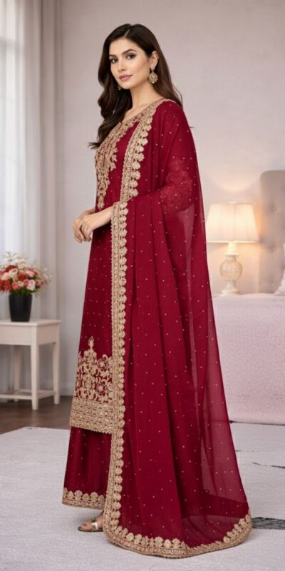 SSR 535 Maroon in Organza Silk Embroidery Work Salwar Suit . Available at ₹2399 only. Delivery 4-6 Working Days. Shop now. | Casual Suits, Jump Suits, Tops & Bottoms, Track Suits, Trendy Wear, Creative suits, Designer Suits, Palazzo Suits, Party Wear Suits, Patiala Suits, Salwar suit, Straight Suits