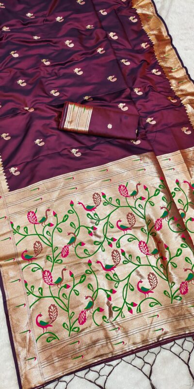 MB 389 Maroon Soft Paithani Silk Saree with Lace Work & Zari Work. Affordable Price ₹2049. Delivery 4-6 Working Days. Shop now. | Creative Sarees, Embroidered Sarees, Bollywood Sarees, Designer Sarees, Ethnic Saree, Modern Digital sarees, Party Wear Sarees, Sarees