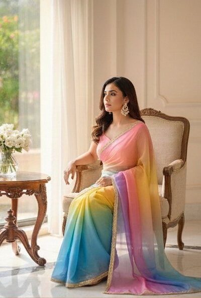BT 416 Multi Organza Saree with Embroidery Work & Digital Print. Special Price ₹1599. Delivery 4-6 Working Days. Shop now. | Creative Sarees, Embroidered Sarees, Bollywood Sarees, Designer Sarees, Ethnic Saree, Modern Digital sarees, Party Wear Sarees, Sarees