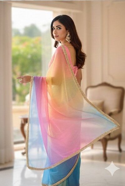 BT 416 Multi Organza Saree with Embroidery Work & Digital Print. Special Price ₹1599. Delivery 4-6 Working Days. Shop now. | Creative Sarees, Embroidered Sarees, Bollywood Sarees, Designer Sarees, Ethnic Saree, Modern Digital sarees, Party Wear Sarees, Sarees