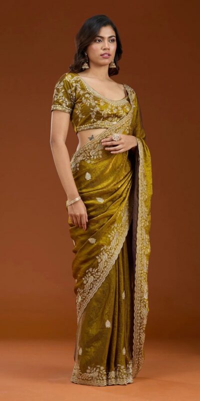 E BT 438 Mustard in Fandy Satin Silk mbroidery Work & Zari Work Saree. Special Price ₹1949. Delivery 4-6 Working Days. Shop now. | Creative Sarees, Embroidered Sarees, Bollywood Sarees, Designer Sarees, Ethnic Saree, Modern Digital sarees, Party Wear Sarees, Sarees
