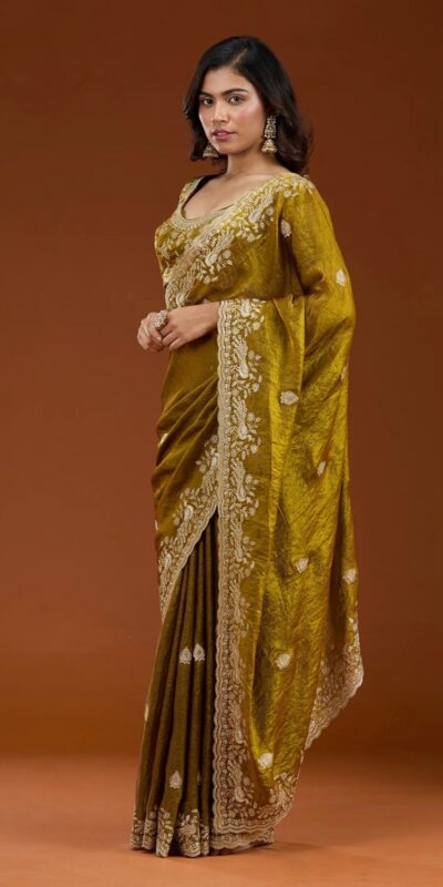 E BT 438 Mustard in Fandy Satin Silk mbroidery Work & Zari Work Saree. Special Price ₹1949. Delivery 4-6 Working Days. Shop now. | Creative Sarees, Embroidered Sarees, Bollywood Sarees, Designer Sarees, Ethnic Saree, Modern Digital sarees, Party Wear Sarees, Sarees
