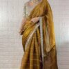 BT 413 Mustered Organza Silk Saree with Mirror Work & Embroidery Work. Introductory Price ₹1999. Delivery 4-6 Working Days. Shop now. | Creative Sarees, Embroidered Sarees, Bollywood Sarees, Designer Sarees, Ethnic Saree, Modern Digital sarees, Party Wear Sarees, Sarees