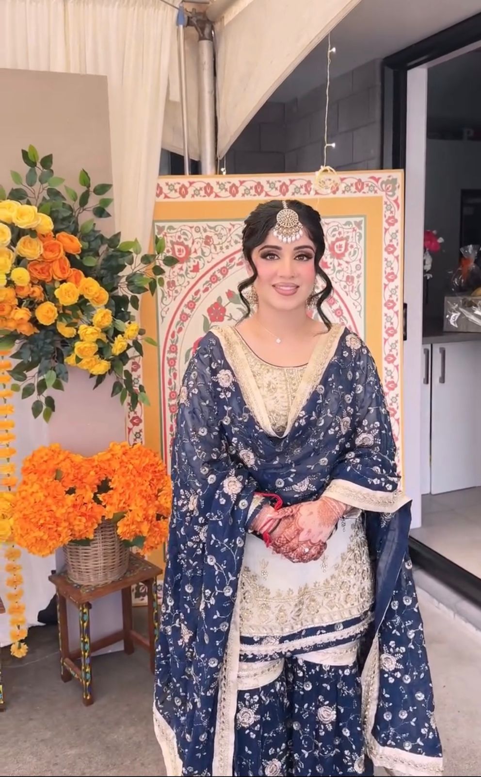 Navy Blue Faux Georgette Sequence Work Salwar Suit - Image 3