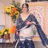 Navy Blue Faux Georgette Sequence Work Salwar Suit