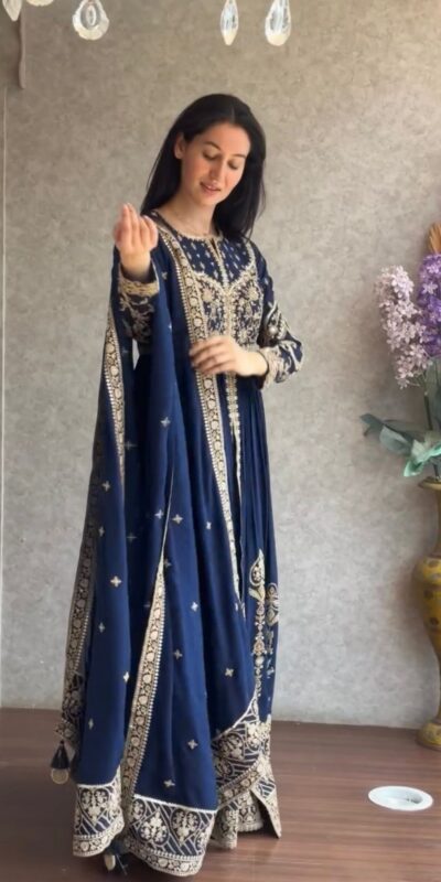 KD 1554 Navy Blue Faux Georgette Salwar Suit with Designer Work. Affordable Price ₹2549. Delivery 4-6 Working Days. Shop now. | Casual Suits, Jump Suits, Tops & Bottoms, Track Suits, Trendy Wear, Creative suits, Designer Suits, Palazzo Suits, Party Wear Suits, Patiala Suits, Salwar suit, Straight Suits