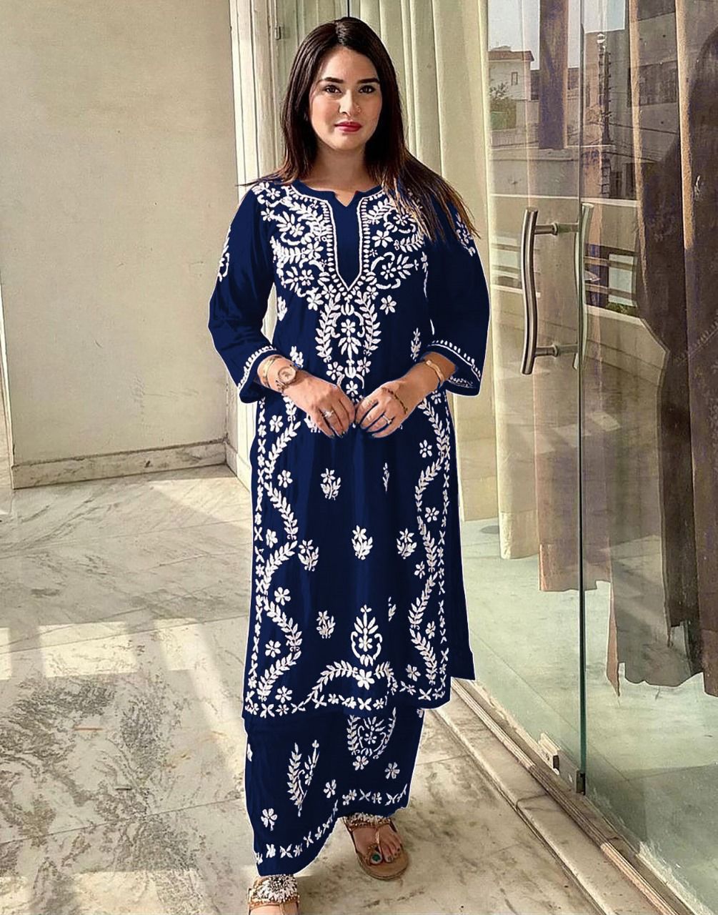 MF 627 Navy Blue Rayon With Wid Lakhnavi Style Work Kurti Designer Work. Grab it for ₹1449. Delivery 4-6 Working Days. Shop now. | Bollywood Kurti, Creative Kurtis, Designer Kurti, Kurti, Party Wear Kurti, Selfie Kurti