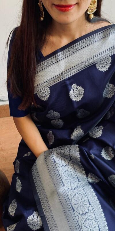 KPR 095 Navy Blue Soft Lichi Silk Saree with Lace Border & Lace Work. Affordable Price ₹1399. Delivery 4-6 Working Days. Shop now. | Creative Sarees, Embroidered Sarees, Bollywood Sarees, Designer Sarees, Ethnic Saree, Modern Digital sarees, Party Wear Sarees, Sarees
