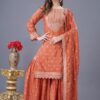 ZF 5006 Orange Color Chinon Silk Sequence Work Salwar Suit Casual, Wedding, Festive, Events . Expected Delivery  4-6 Working Days @2149/- only      | Casual Suits, Jump Suits, Creative suits, Designer Suits, Palazzo Suits, Party Wear Suits, Patiala Suits, Salwar suit, Straight Suits