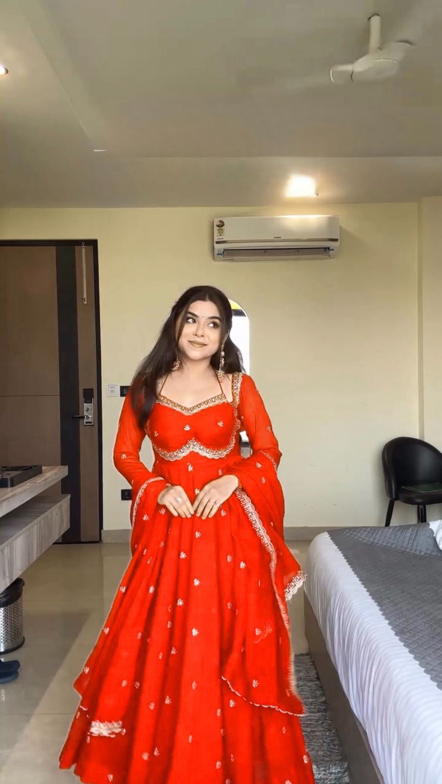 MF 1003 Orange Georgette Gown. Perfect for Wedding, Party, Pongal, Bridal Wear, Anniversary – Affordable Price ₹1799. Delivery 4-6 Working Days. Shop now. | Bollywood Gowns, Creative Gowns, Designer Gowns, Embroidered Gowns, Gowns, Party Wear Gowns