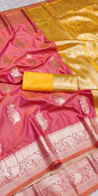 MB 1027 Peach in Banarasi Silk Zari Work & Lace Work Saree . Available at ₹1999 only. Delivery 4-6 Working Days. Shop now. | Creative Sarees, Embroidered Sarees, Bollywood Sarees, Designer Sarees, Ethnic Saree, Modern Digital sarees, Party Wear Sarees, Sarees