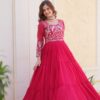 Ram 083 Pink Fox Georgette Sequence Work Gown . Wedding, Party, Festive, Events Grab it for ₹1749. Delivery 4-6 Working Days. Shop now. | Bollywood Gowns, Creative Gowns, Designer Gowns, Embroidered Gowns, Gowns, Party Wear Gowns