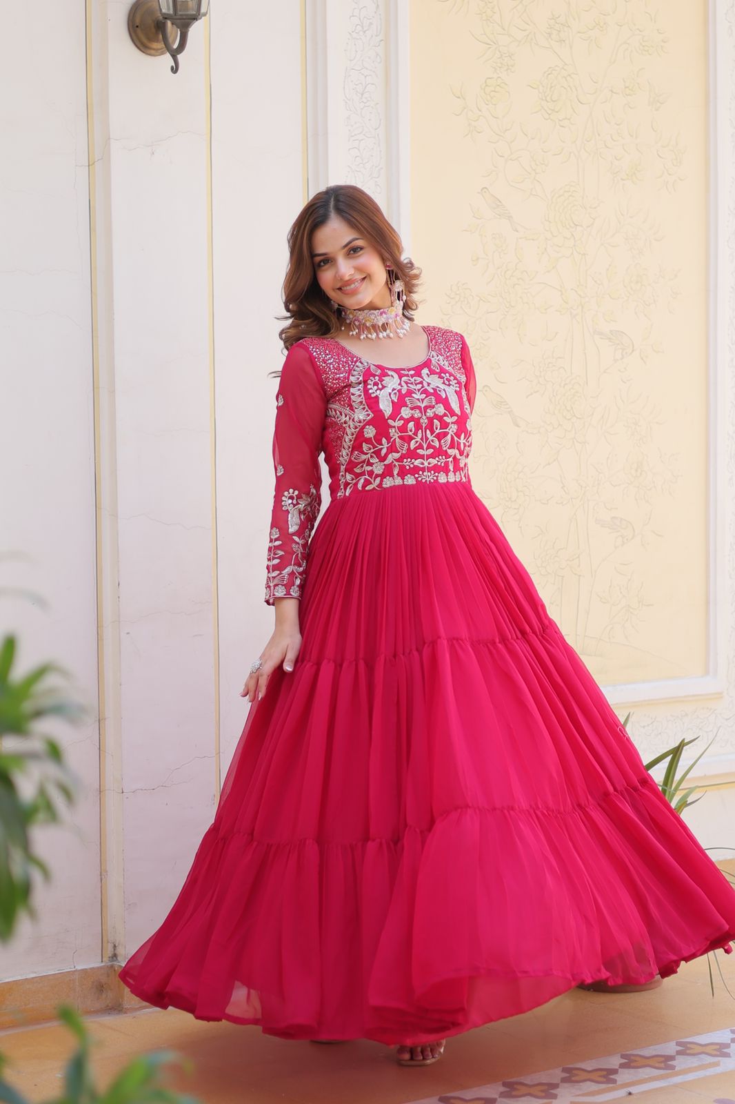 Pink Fox Georgette Sequence Work Gown - Image 2