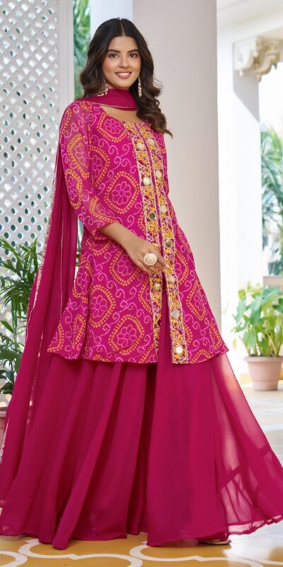 Ram 148 Pink in Georgette Badhani print Embroidery Work & Mirror Work Salwar Suit . Exclusive Offer ₹2149. Delivery 4-6 Working Days. Shop now. | Casual Suits, Jump Suits, Tops & Bottoms, Track Suits, Trendy Wear, Creative suits, Designer Suits, Palazzo Suits, Party Wear Suits, Patiala Suits, Salwar suit, Straight Suits