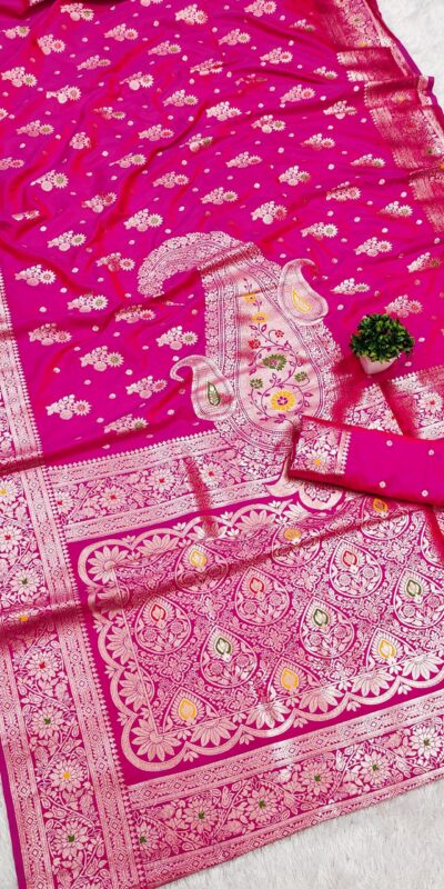MB 3279 Pink Soft Banarasi Silk Saree with Lace Work & Zari Work. Festive Deal ₹1899. Delivery 4-6 Working Days. Shop now. | Creative Sarees, Embroidered Sarees, Bollywood Sarees, Designer Sarees, Ethnic Saree, Modern Digital sarees, Party Wear Sarees, Sarees