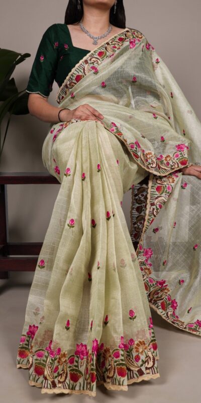 YNF 7400 Pista Zari Kota Tissue Saree Perfect for Wedding, Party, Mehendi, Housewarming, Haldi – . Special Price ₹3299. Delivery 4-6 Working Days. | Creative Sarees, Embroidered Sarees, Bollywood Sarees, Designer Sarees, Ethnic Saree, Modern Digital sarees, Party Wear Sarees, Sarees