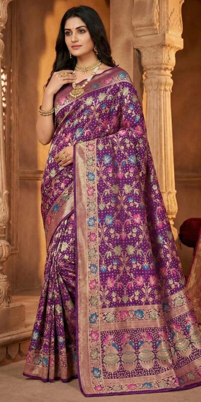 MS 546 Purple in Color Banarasi Silk Zari Work All Over Saree . Available at ₹1649 only. Delivery 4-6 Working Days. Shop now. | Creative Sarees, Embroidered Sarees, Bollywood Sarees, Designer Sarees, Ethnic Saree, Modern Digital sarees, Party Wear Sarees, Sarees