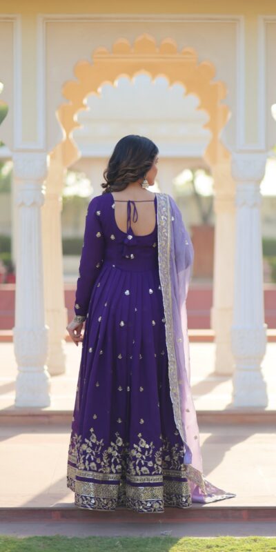 KA 1206 Purple in Star GeorgetteFandy Zari Work & Embroidery Work Gown . Introductory Price ₹2549. Delivery 4-6 Working Days. Shop now. | Bollywood Gowns, Creative Gowns, Designer Gowns, Embroidered Gowns, Gowns, Party Wear Gowns