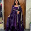Purple Vichitra Silk Zari Embroidery Work Salwar Suit