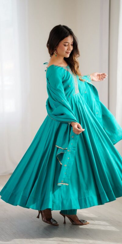 KB 288 Rama in Roman Shimmer Chanderi Silk Embroidery Work & Bead Work Salwar Suit . Grab it for ₹2399. Delivery 4-6 Working Days. Shop now. | Casual Suits, Jump Suits, Tops & Bottoms, Track Suits, Trendy Wear, Creative suits, Designer Suits, Palazzo Suits, Party Wear Suits, Patiala Suits, Salwar suit, Straight Suits