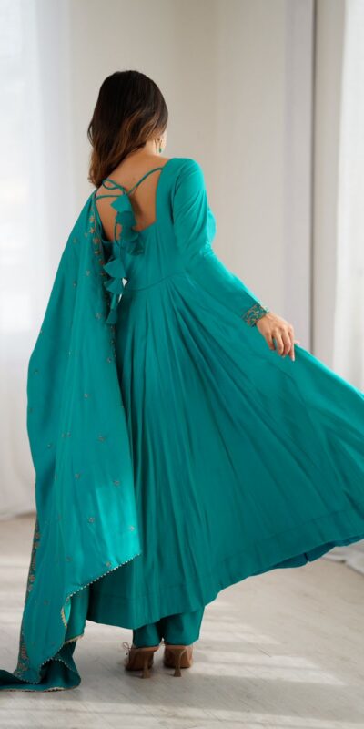 KB 288 Rama in Roman Shimmer Chanderi Silk Embroidery Work & Bead Work Salwar Suit . Grab it for ₹2399. Delivery 4-6 Working Days. Shop now. | Casual Suits, Jump Suits, Tops & Bottoms, Track Suits, Trendy Wear, Creative suits, Designer Suits, Palazzo Suits, Party Wear Suits, Patiala Suits, Salwar suit, Straight Suits