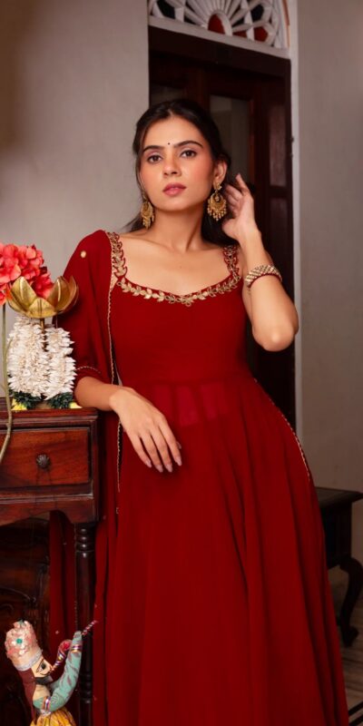 RTC 5889 Red Faux Georgette Salwar Suit with Lace Work & Mirror Work. Affordable Price ₹1999. Delivery 4-6 Working Days. Shop now. | Casual Suits, Jump Suits, Tops & Bottoms, Track Suits, Trendy Wear, Creative suits, Designer Suits, Palazzo Suits, Party Wear Suits, Patiala Suits, Salwar suit, Straight Suits