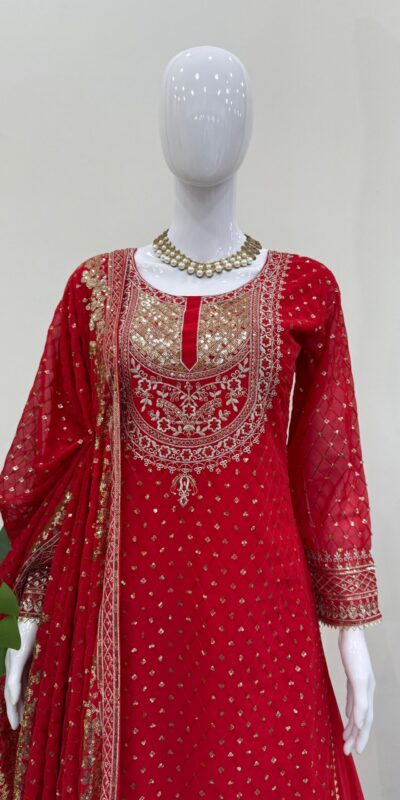 RTC 5899 Red Color Faux Georgette Salwar Suit with Lace Work. Exclusive Offer ₹2599. Delivery 4-6 Working Days. Shop now. | Casual Suits, Jump Suits, Tops & Bottoms, Track Suits, Trendy Wear, Creative suits, Designer Suits, Palazzo Suits, Party Wear Suits, Patiala Suits, Salwar suit, Straight Suits