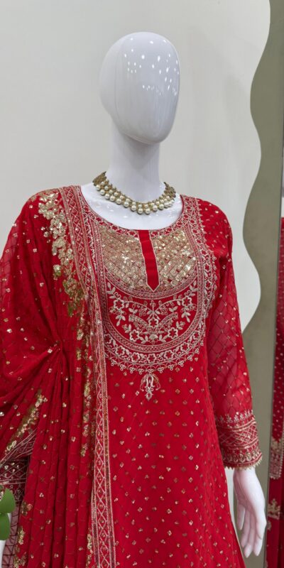 RTC 5899 Red Color Faux Georgette Salwar Suit with Lace Work. Exclusive Offer ₹2599. Delivery 4-6 Working Days. Shop now. | Casual Suits, Jump Suits, Tops & Bottoms, Track Suits, Trendy Wear, Creative suits, Designer Suits, Palazzo Suits, Party Wear Suits, Patiala Suits, Salwar suit, Straight Suits