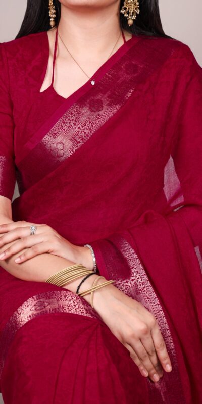 YNF 7911 Red Poly Shimmer Saree Perfect for Wedding, Party, Ganesh Chaturthi, Bridal Wear, Temple Visit –. Available at ₹1499 only. Delivery 4-6 Workin | Creative Sarees, Embroidered Sarees, Bollywood Sarees, Designer Sarees, Ethnic Saree, Modern Digital sarees, Party Wear Sarees, Sarees