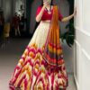 Red Taser Silk Printed Lehenga Choli