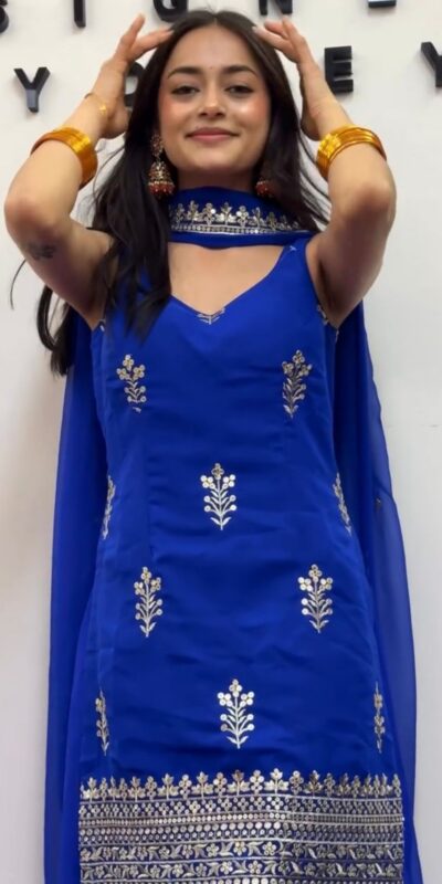 RTC 5944 Royal Blue in Royal Blue Foux Gorgette. Lace Work Salwar Suit Affordable Price ₹1999. Delivery 4-6 Working Days. Shop now. | Casual Suits, Jump Suits, Tops & Bottoms, Track Suits, Trendy Wear, Creative suits, Designer Suits, Palazzo Suits, Party Wear Suits, Patiala Suits, Salwar suit, Straight Suits