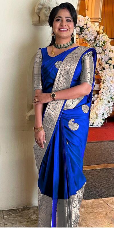 KPR 145 Royal Blue Soft Lichi Silk Jacquard Work All Over Saree for Wedding, Party, Family Gatherings,, Pongal Introductory Price ₹1299. Delivery 4-6 Worki | Creative Sarees, Embroidered Sarees, Bollywood Sarees, Designer Sarees, Ethnic Saree, Modern Digital sarees, Party Wear Sarees, Sarees