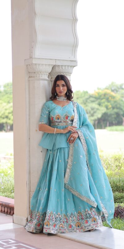 KA 5058 Sky Blue in Gold Crush Embroidery Work & Zari Work Lehenga Choli . Special Price ₹2649. Delivery 4-6 Working Days. Shop now. | Lehenga, Bollywood Lehenga, Creative Lehenga, Designer Lehenga, Embroidered Lehenga, Party Wear Lehenga